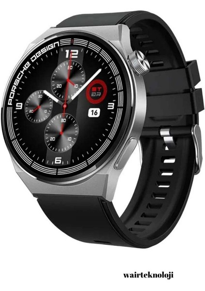 Gt8 Porsche Tasarımı Akıllı Saat Bluetooth Bağlantılı Kablosuz Şarj Kordon Hediyeli 46MM