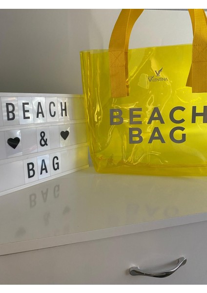 LV-BB0001 Beach Bag Sarı Plaj Çantası Şeffaf Pvc