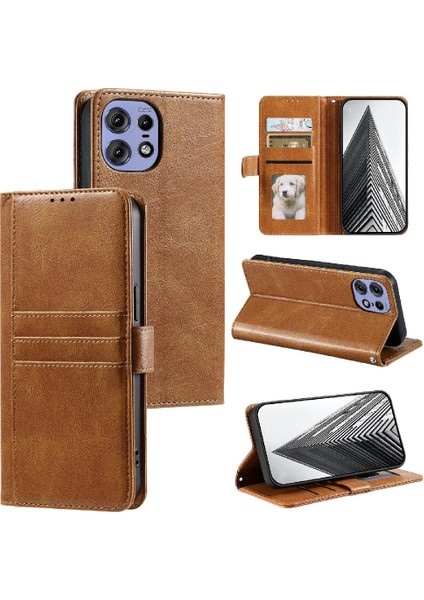 Motorola Moto Kenar 50 Pro 6 Kart Yuvaları Kickstand Pu Deri Için Flip Case (Yurt Dışından)
