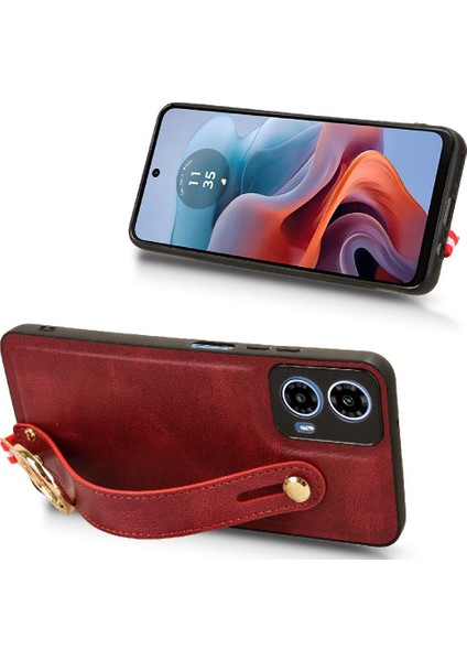 Motorola Moto G34 Kolaylık Bilek Kayışı Premium Pu Deri Kılıf (Yurt Dışından) modelleri