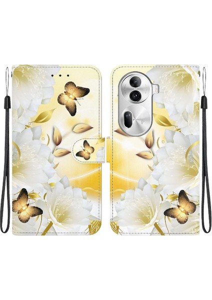 Oppo Için Kılıf Oppo 11 Pro 5g Pu Deri Kart Yuvaları Cüzdan Kelebek Çiçek (Yurt Dışından)