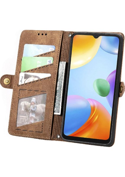 GX Boutique Xiaomi Redmi 10C Deri Kılıf Için Flip Case Darbeye Basit Iş (Yurt Dışından)