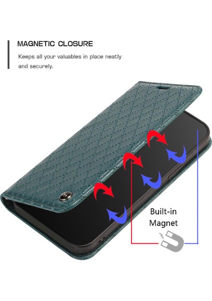 IPhone 14 Için Kılıf Pro Max Kartvizit Yuvaları Tutucu Cüzdan Manyetik Kapak (Yurt Dışından)