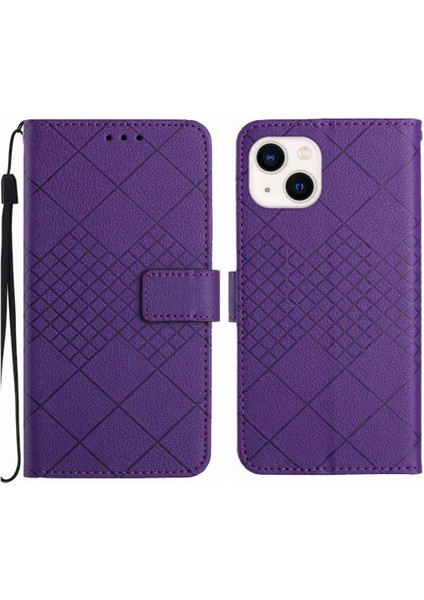 IPhone 14 Için Flip Case Artı El Kayışı Cüzdan Pu Deri Elmas ile (Yurt Dışından)