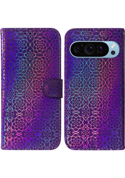 GX Boutique Google Piksel 9 Cüzdan Durumda Premium Pu Deri Glitter Renkli (Yurt Dışından)