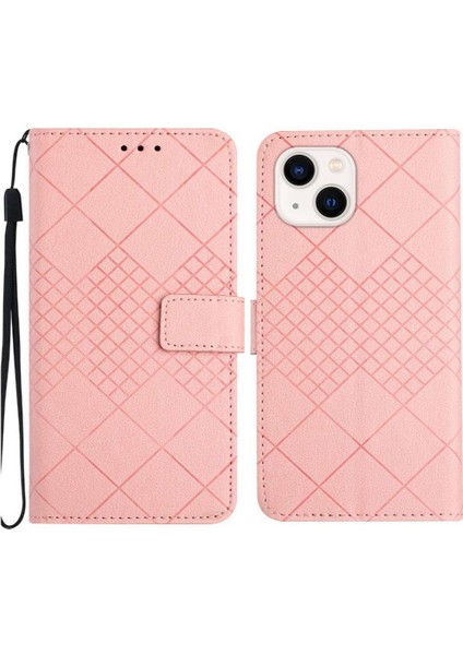 GX Boutique El Kayışı Elmas Kabartmalı Cüzdan Pu Deri ile IPhone 15 Için Flip Case (Yurt Dışından)