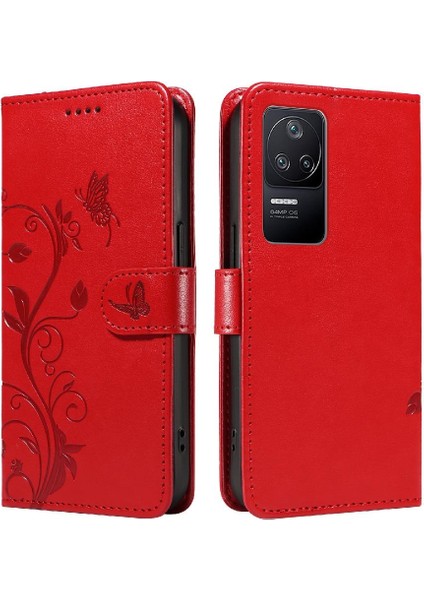 Xiaomi Poco F4 5g Için Kılıf ile El Kayışı Kabartmalı Kelebek ve Kart (Yurt Dışından)
