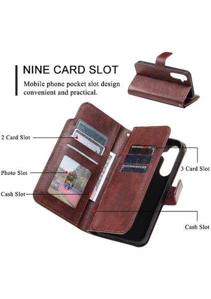 Samsung Galaxy S24 Cüzdan Pu Deri 9 Kart Yuvaları Kickstand (Yurt Dışından)