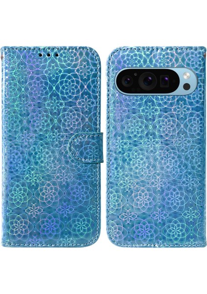 GX Boutique Google Piksel 9 Cüzdan Durumda Premium Pu Deri Glitter Renkli (Yurt Dışından)