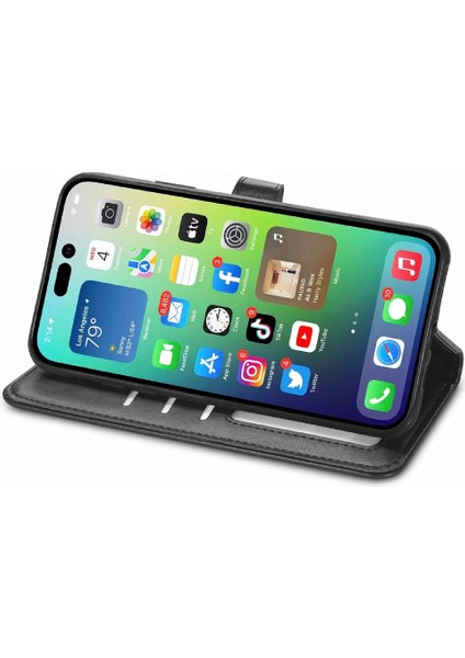 IPhone 14 Için Kılıf Pro Max Moda Tasarım Deri Kılıf Kapak Çevirin Cüzdan (Yurt Dışından)