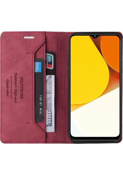 Vıvo Y22 Kickstand Premium Deri Iki Kart Yuvaları Premium Için Kılıf (Yurt Dışından)