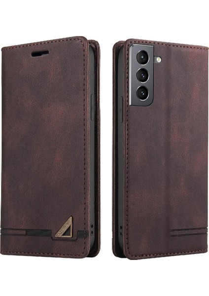 Samsung Galaxy S21 Premium Deri Premium Deri Kickstand Için Kılıf (Yurt Dışından)