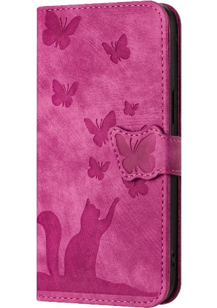 GX Boutique Samsung Galaxy S22 Flip Folio Kart Cep Kabartmalı Kelebek (Yurt Dışından)