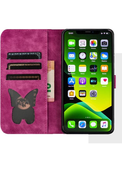 IPhone 11 Için Kılıf Pro Kart Cep Flip Folio Kabartmalı Kelebek Kedi (Yurt Dışından)
