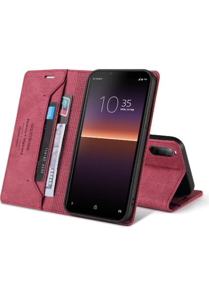 GX Boutique Sony Xperia 10 Iı Iki Kart Yuvaları Için Kılıf Kickstand Premium Deri (Yurt Dışından)