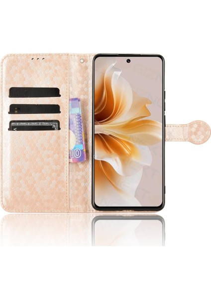 Oppo A3 Pro 5g Için Kılıf Deri Cüzdan Kapak Manyetik Toka Geometrik (Yurt Dışından)