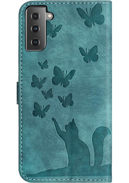 GX Boutique Samsung Galaxy S22 Flip Folio Kart Cep Kabartmalı Kelebek (Yurt Dışından)