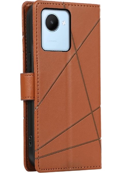 Realme C30 Darbeye Üç Kart Yuvaları Kickstand Şok Için Flip Case (Yurt Dışından)