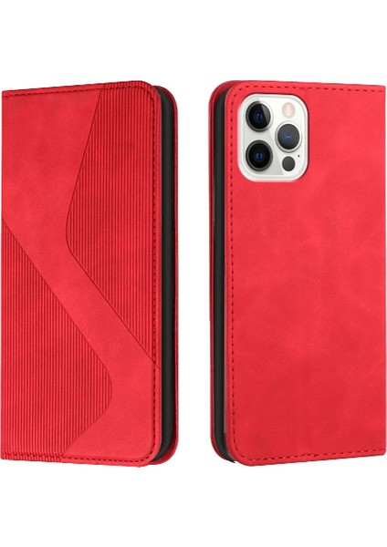 IPhone 12 Için Kılıf Pro Max Cüzdan Kickstand Pu Deri Folio Kapak Manyetik (Yurt Dışından)