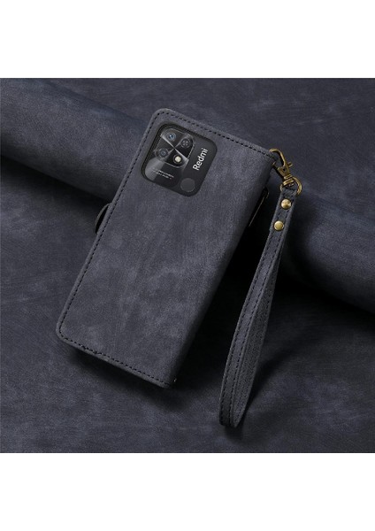 GX Boutique Xiaomi Redmi 10C Deri Kılıf Için Flip Case Darbeye Basit Iş (Yurt Dışından)