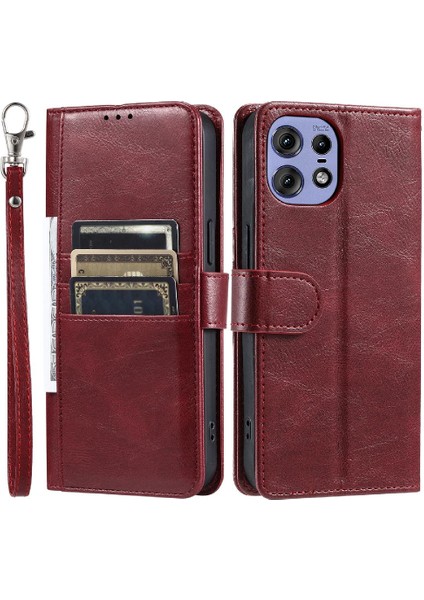 Motorola Moto Kenar 50 Pro 6 Kart Yuvaları Kickstand Pu Deri Için Flip Case (Yurt Dışından)