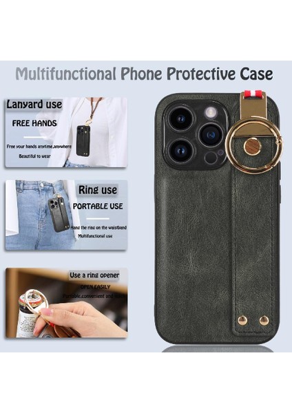 IPhone 14 Için Kılıf Artı Premium Pu Deri Bilek Kayışı Uyumluluk (Yurt Dışından)