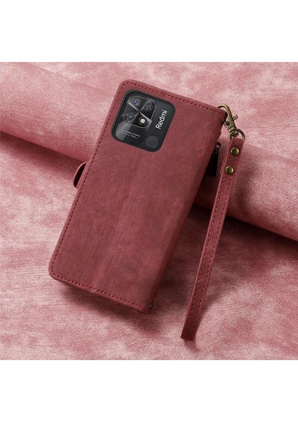 GX Boutique Xiaomi Redmi 10C Deri Kılıf Için Flip Case Darbeye Basit Iş (Yurt Dışından)