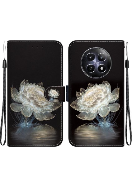Realme 12 5g Pu Deri Manyetik Kapatma Cüzdan Kart Yuvaları Çiçek Için Kılıf (Yurt Dışından)