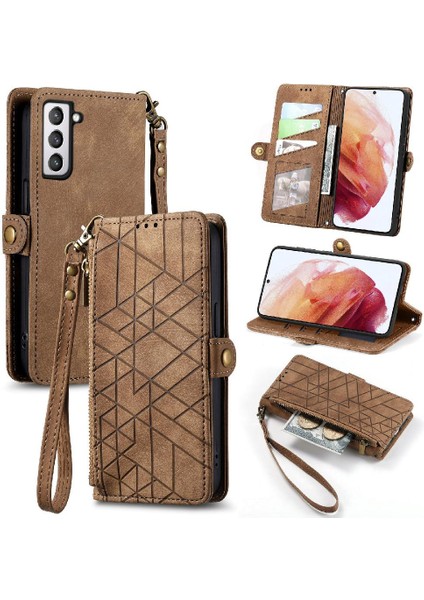 GX Boutique Samsung Galaxy S21 Için Flip Case Deri Kılıf Kapak Darbeye (Yurt Dışından)