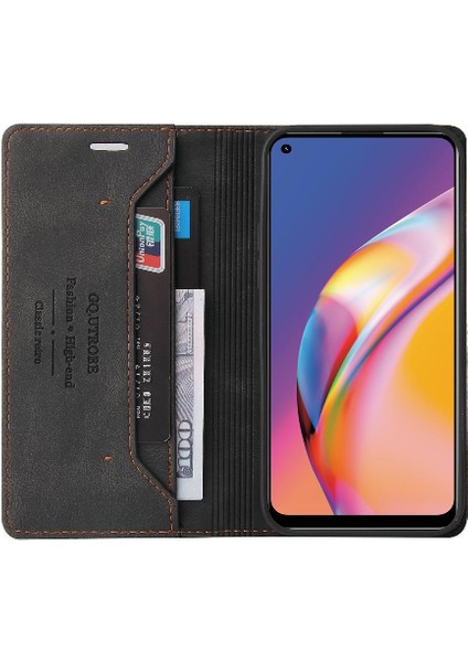 GX Boutique Oppo A94 4g Kickstand Iki Kart Yuvaları Premium Deri Premium Için Kılıf (Yurt Dışından)