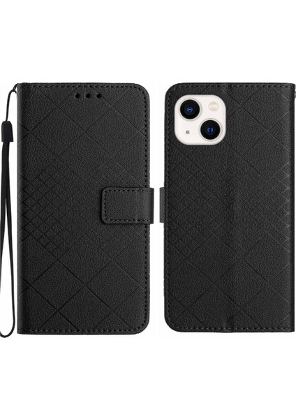 IPhone 14 Için Flip Case Artı El Kayışı Cüzdan Pu Deri Elmas ile (Yurt Dışından)