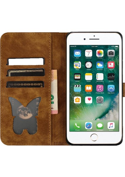 IPhone 6/6s Flip Folio Tutucu Kapak Kart Cep Kabartmalı Kedi (Yurt Dışından) fırsatları