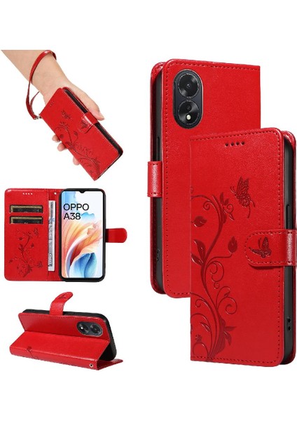 Oppo A38 4G/A18 4g ve El Kayışı Cüzdan Telefon ile Kart Yuvası (Yurt Dışından)