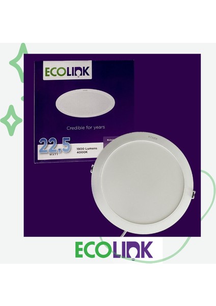 Ecolink EDL190 Downlight 22W LED Panel 4000K
