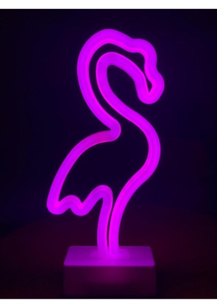 272 x 160 Dekoratif Flamingo LED Neon Gece Lambası Beyaz - Pembe Mor