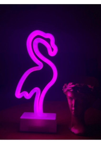 272 x 160 Dekoratif Flamingo LED Neon Gece Lambası Beyaz - Pembe Mor