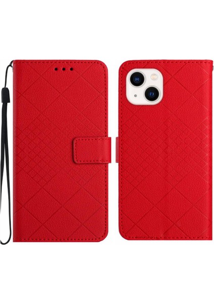 IPhone 14 Için Flip Case Artı El Kayışı Cüzdan Pu Deri Elmas ile (Yurt Dışından)