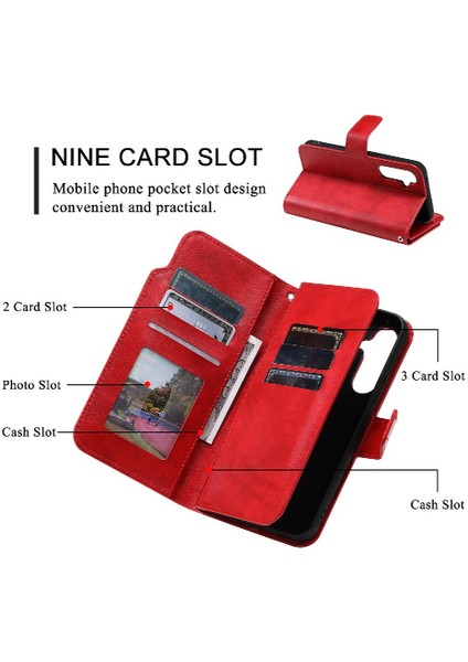 Samsung Galaxy S24 Cüzdan Pu Deri 9 Kart Yuvaları Kickstand (Yurt Dışından)