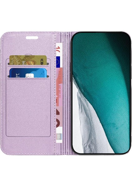 IPhone 14 Için Kılıf Pro Max Kartvizit Yuvaları Tutucu Cüzdan Manyetik Kapak (Yurt Dışından)