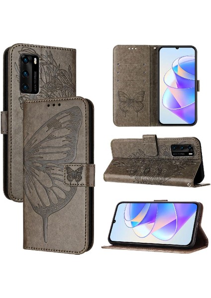 GX Boutique Huawei P40 Kabartma Kelebek Kapak Çevirin Manyetik Premium Deri (Yurt Dışından)