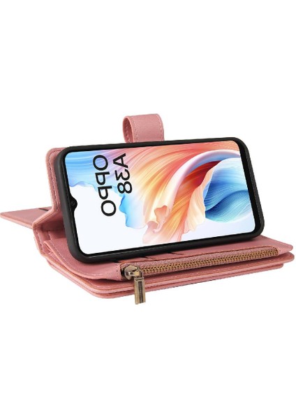 Kart Yuvası Standı Pu Deri Kapatma ile Oppo A38 4g Fermuar Poket Için Kılıf (Yurt Dışından) fırsatları