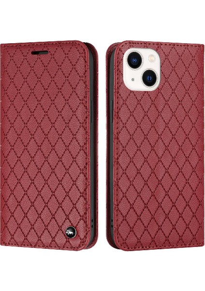 IPhone 13 Için Kılıf Flip Cüzdan Kartvizit Yuvaları Tutucu Manyetik Kabuk (Yurt Dışından)