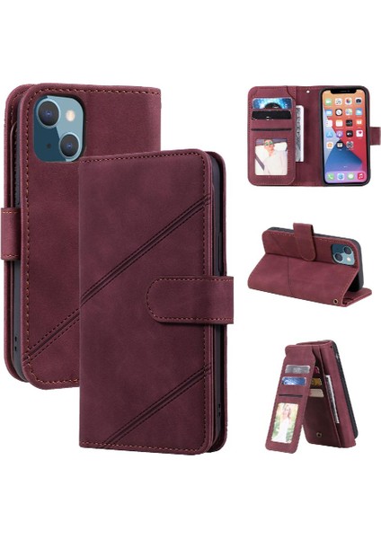 IPhone 14 Için Kılıf Artı Cüzdan Flip Folio Bileklik Pu Deri Manyetik (Yurt Dışından)