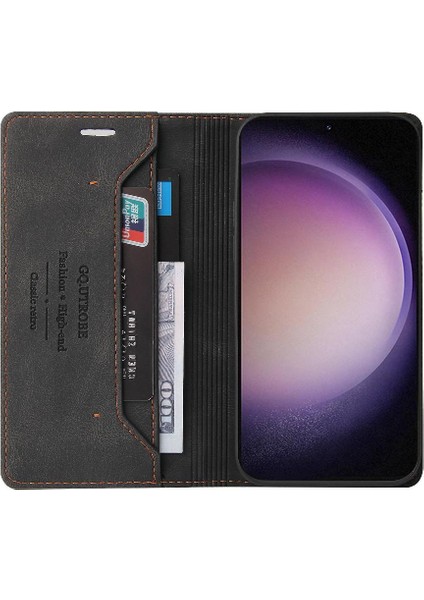 Samsung Galaxy S24 Premium Deri Iki Kart Yuvaları Kickstand Için Kılıf (Yurt Dışından)
