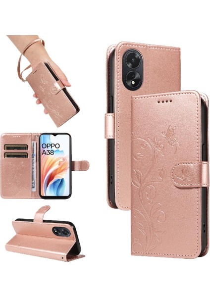 Oppo A38 4G/A18 4g ve El Kayışı Cüzdan Telefon ile Kart Yuvası (Yurt Dışından)