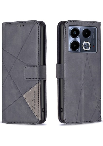 Infinix Note 40 Standı Cüzdan Pu Deri Geometrik Telefon Kapağı (Yurt Dışından)
