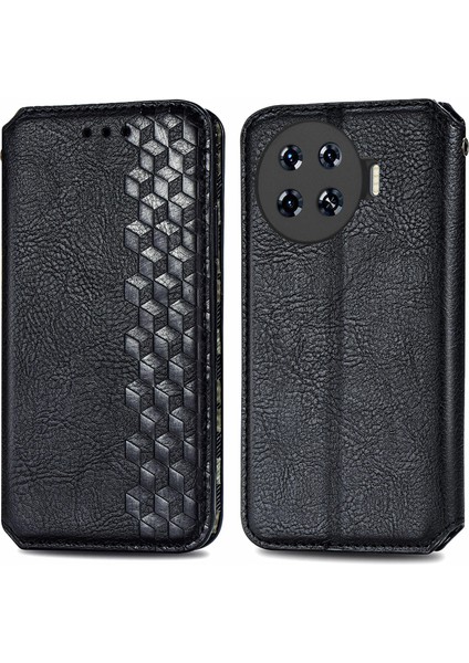 Tecno Spark 20 Pro Plus Eşkenar Dörtgen Cüzdan Deri Folyo Çevirmeli Telefon Kapağı (Yurt Dışından)