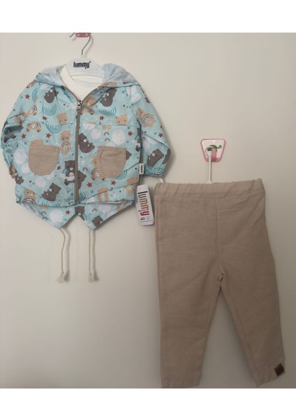 Lion Kids Unisex 18 Ay Lionkids Ayı Baskılı Cepli Yağmurluk 3lü Takım