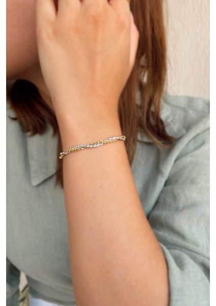 Çelik Ikili Sarmal Çift Renkli Bileklik