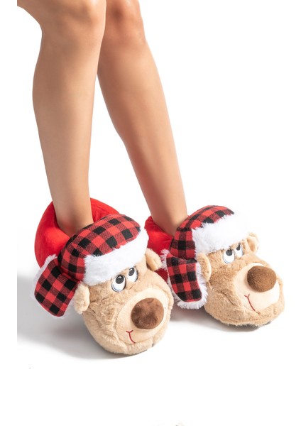 Goldi Kadın,Garson Boy Hayvanlı Panduf Bej 36/41